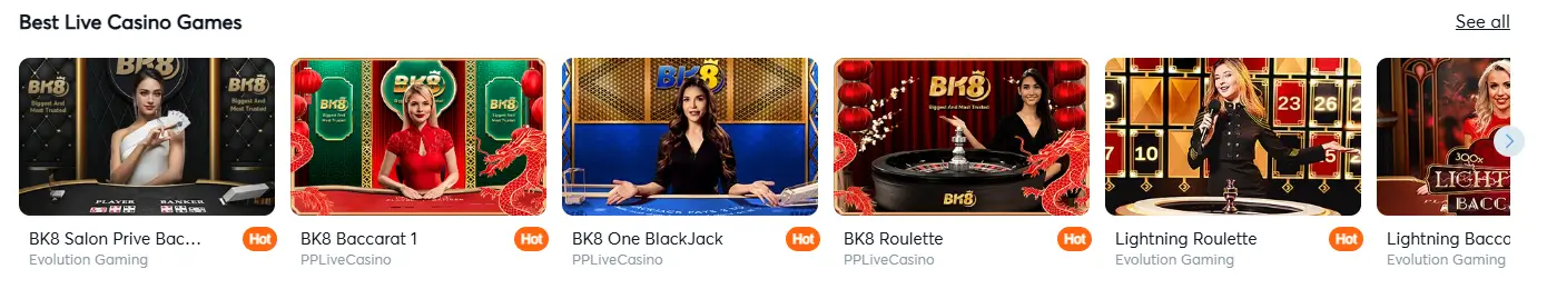 BK8 Best Live Casino Games